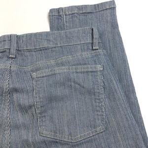 Eileen Fisher 10 (Fit 30W 28L) Tencel Women's Mid Rise Tapered Pants Blue Stripe